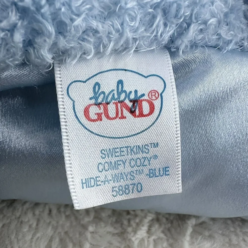 Baby Gund Sweekins Comfy Cozy Hideaways Blue Teddy Bear Satin Pillow Lovey Zip